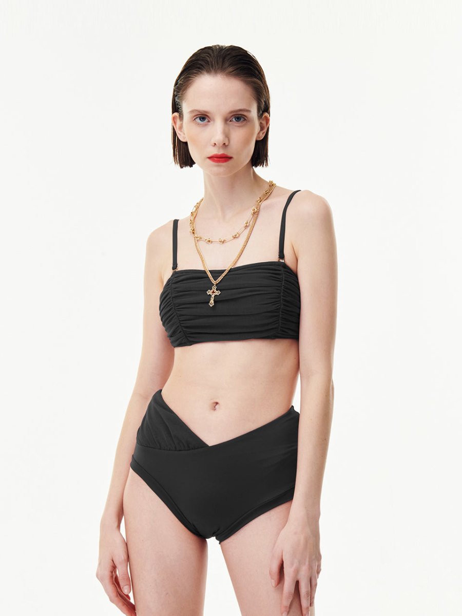 MESH TUBE TOP POLKINI SET_BLACK - ＠SEOUL