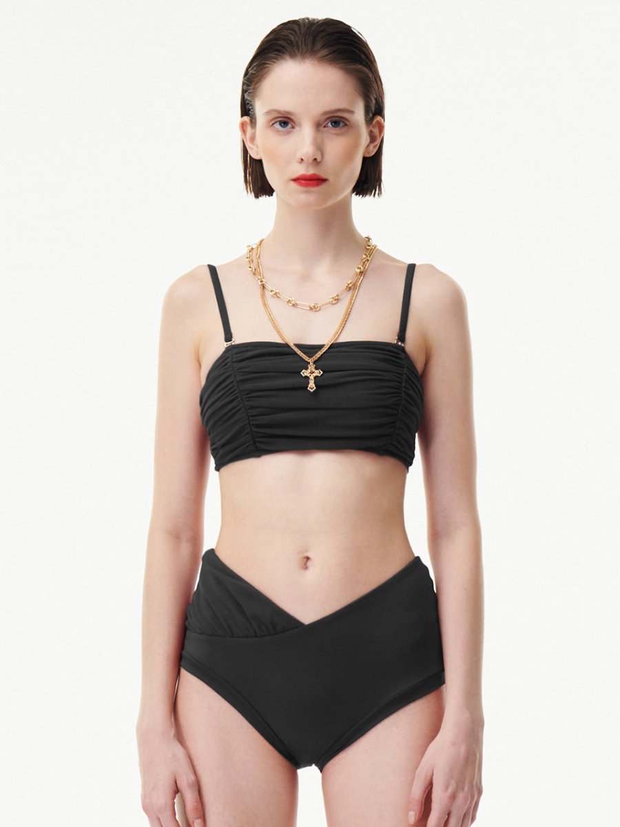 MESH TUBE TOP POLKINI SET_BLACK - ＠SEOUL