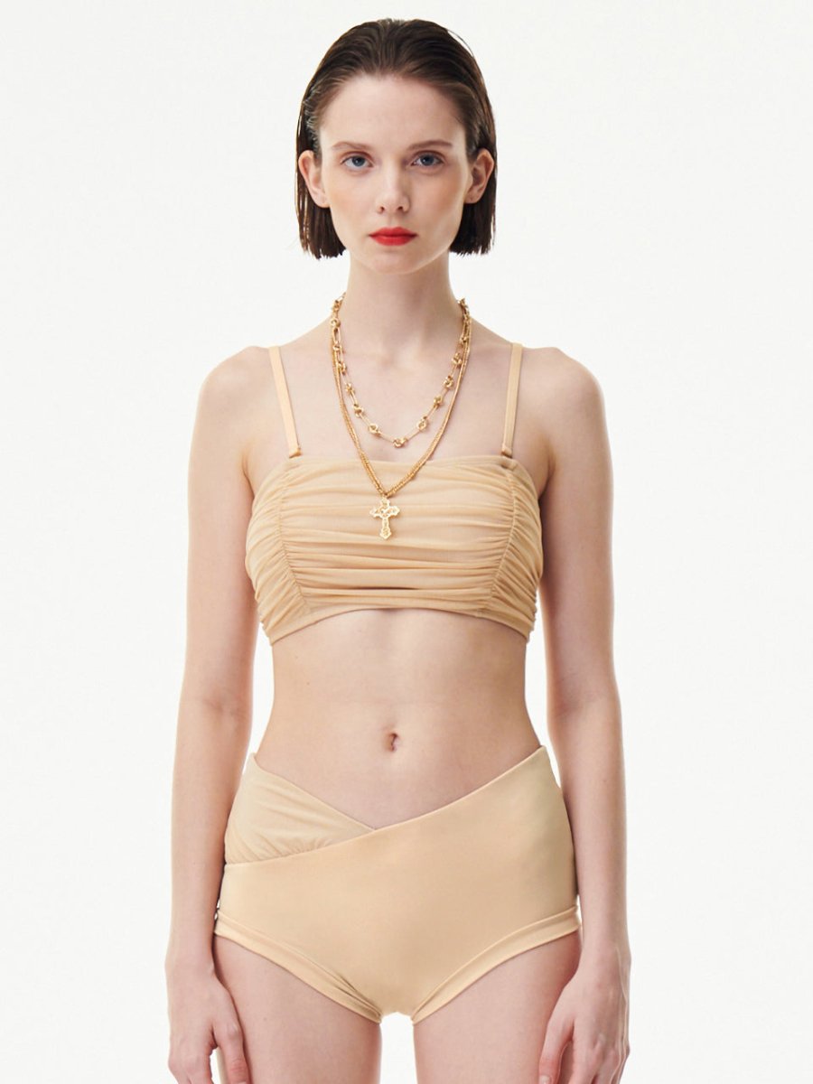 MESH TUBE TOP POLKINI SET_SKIN BEIGE - ＠SEOUL