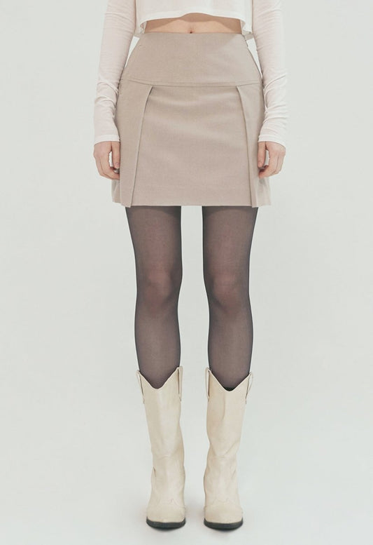 MINI SKIRT IN WOOL WITH DOUBLE TUCK - ＠SEOUL