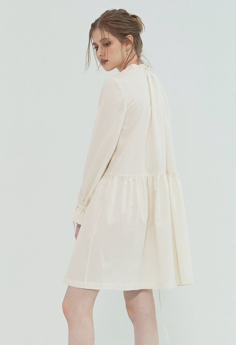 MONOPHOBIA GATHERED DRESS WITH STRINGS IVORY - ＠SEOUL