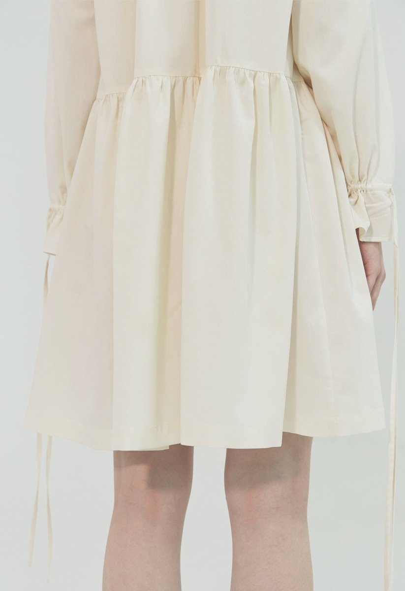 MONOPHOBIA GATHERED DRESS WITH STRINGS IVORY - ＠SEOUL