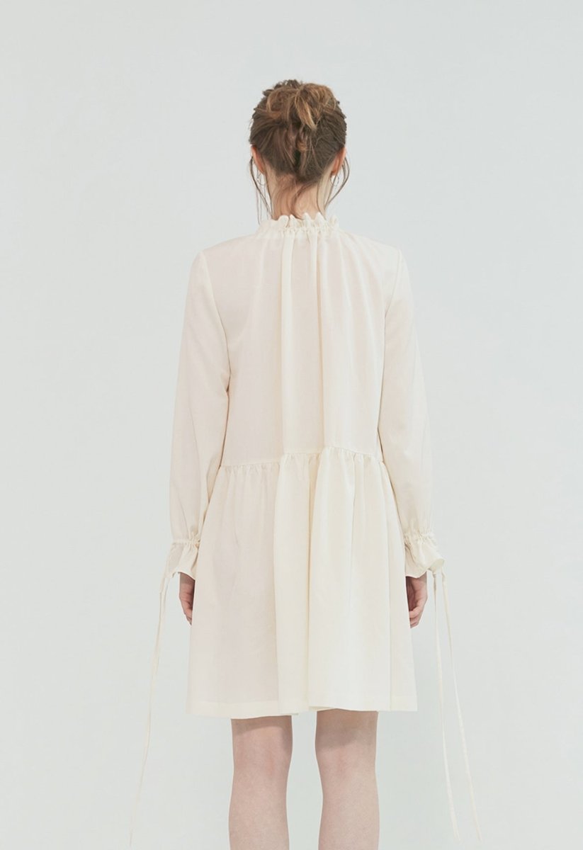 MONOPHOBIA GATHERED DRESS WITH STRINGS IVORY - ＠SEOUL