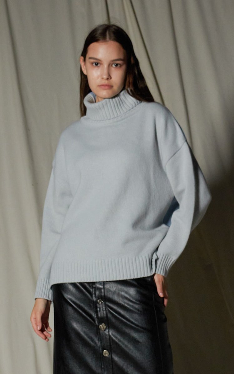 Morgan Knit Top Blue - ＠SEOUL