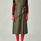 PEPLUM SLEEVELESS DRESS-カーキ色 - ＠SEOUL