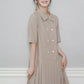 PLEATED DOUBLE BUTTON JACKET ONE-PIECE_BEIGE - ＠SEOUL