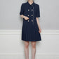 PLEATED DOUBLE BUTTON JACKET ONE-PIECE_NAVY - ＠SEOUL