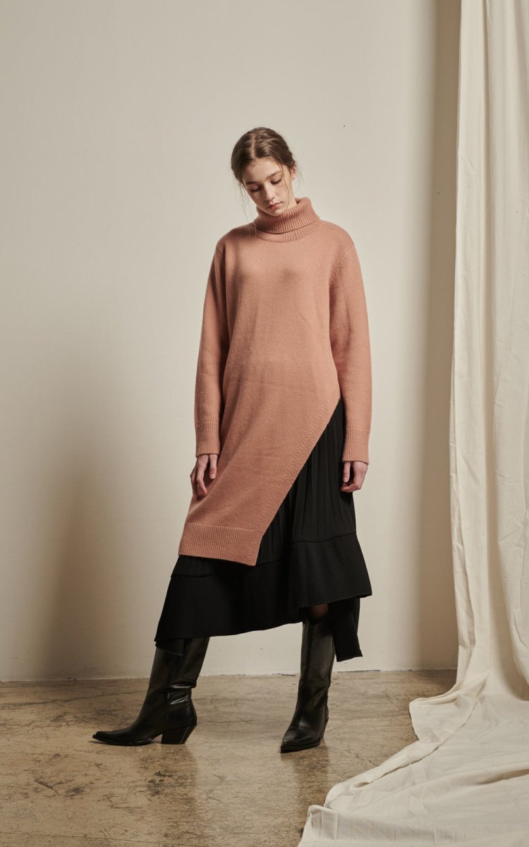 Regina Knit Dress Salmon Pink - ＠SEOUL