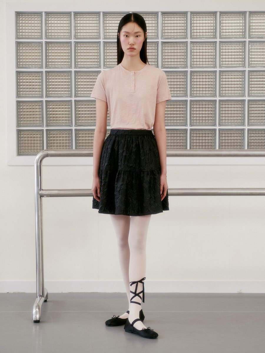 ROSE VOLUME SKIRT_BLACK - ＠SEOUL