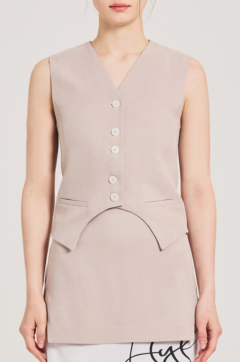 [セット】SATIN TAILORED VEST-ほっこりピンク - ＠SEOUL