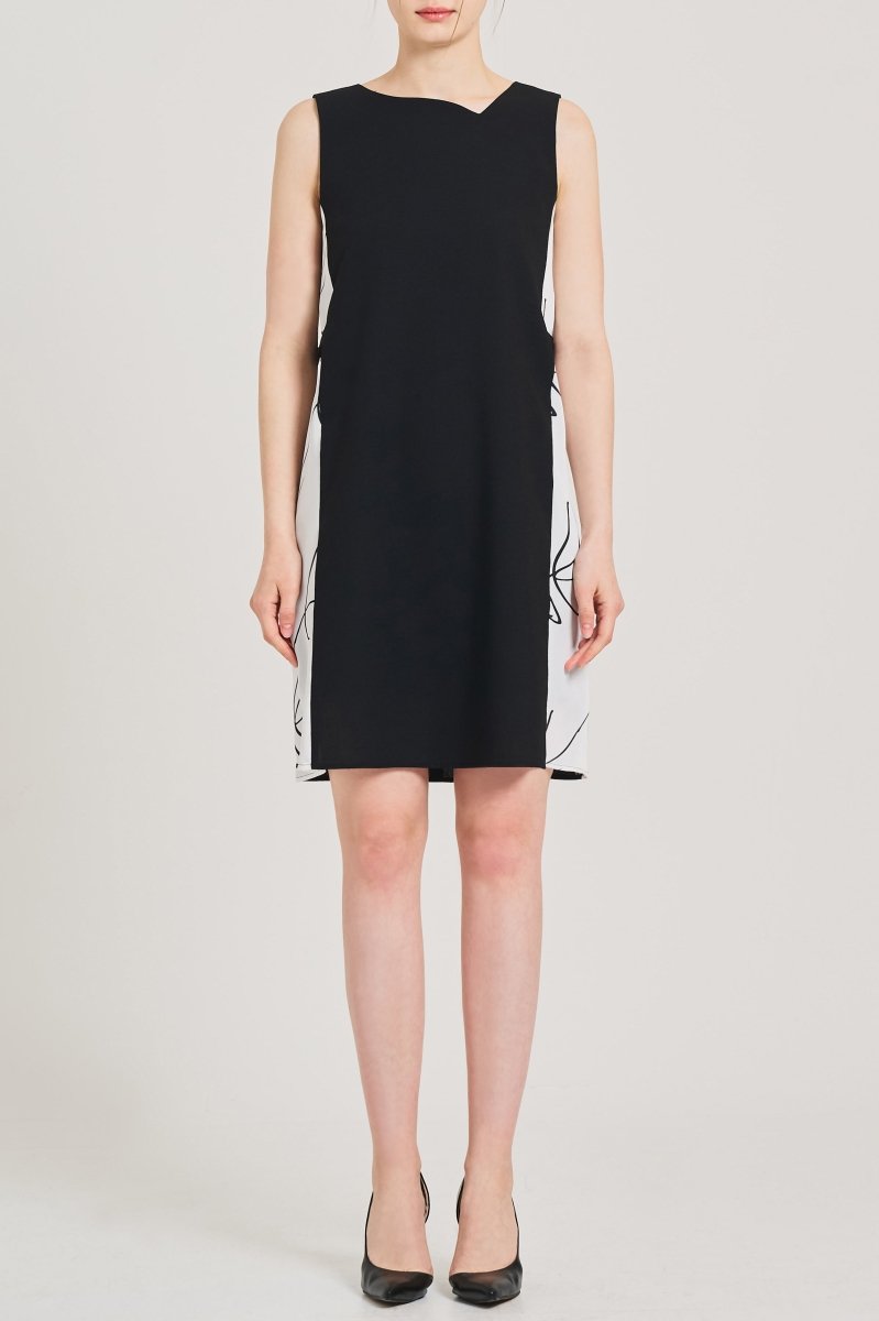 SATIN TENT SLEEVELESS DRESS-ブラック - ＠SEOUL