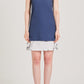 SATIN TUNIC SHIFT SLEEVELESS DRESS-ダークブルー - ＠SEOUL
