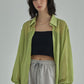 SeeThrough Rinkle Blouse -Yellow Green - ＠SEOUL