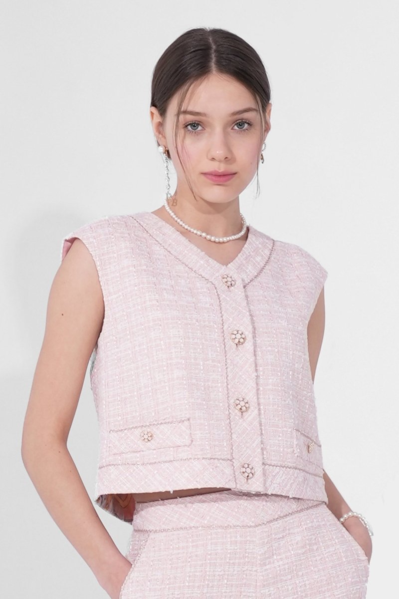シャイニーツイードベスト_ピンクSHINY TWEED VEST_PINK (Benet.Me 