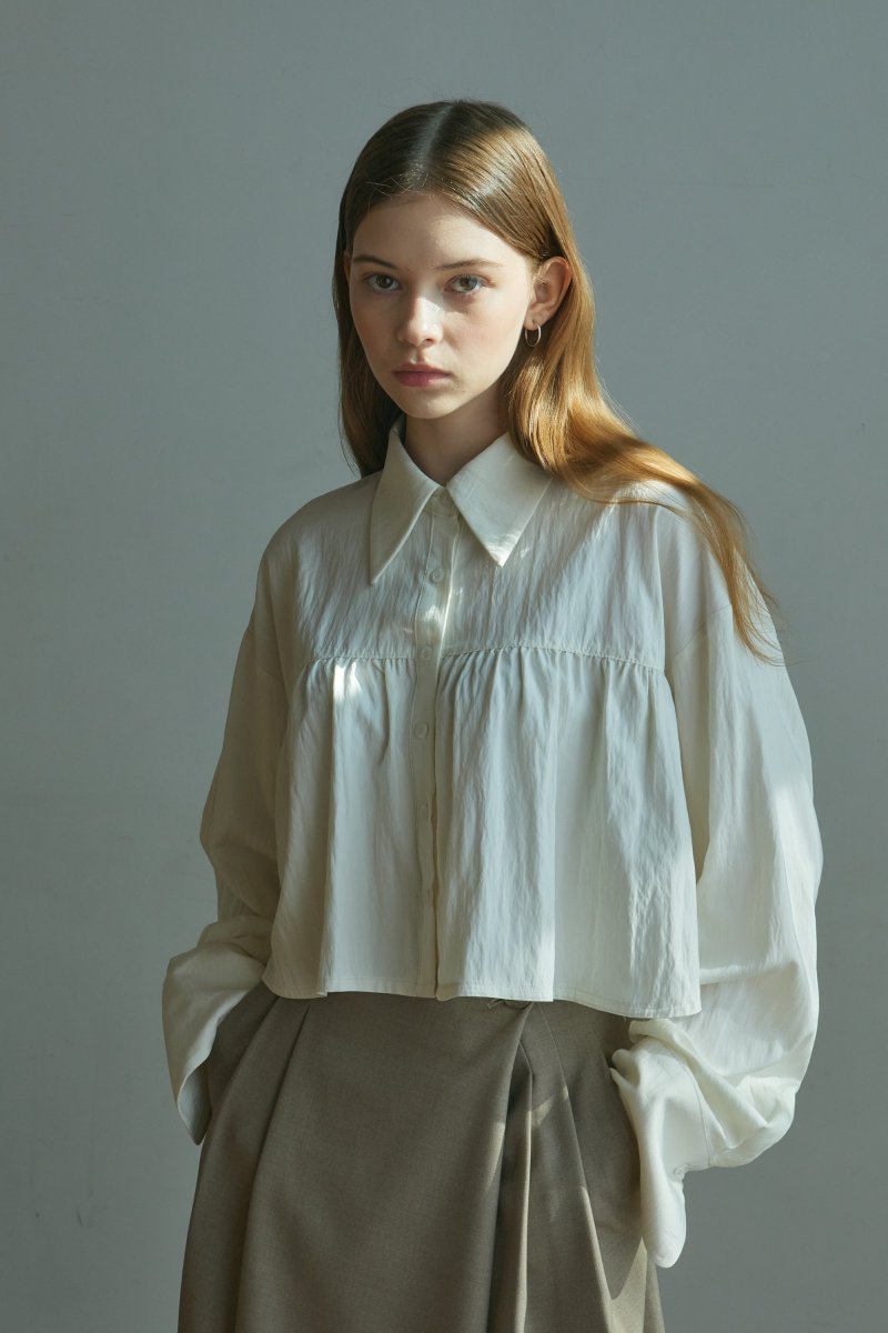 Shirring Layered Blouse-ivory - ＠SEOUL