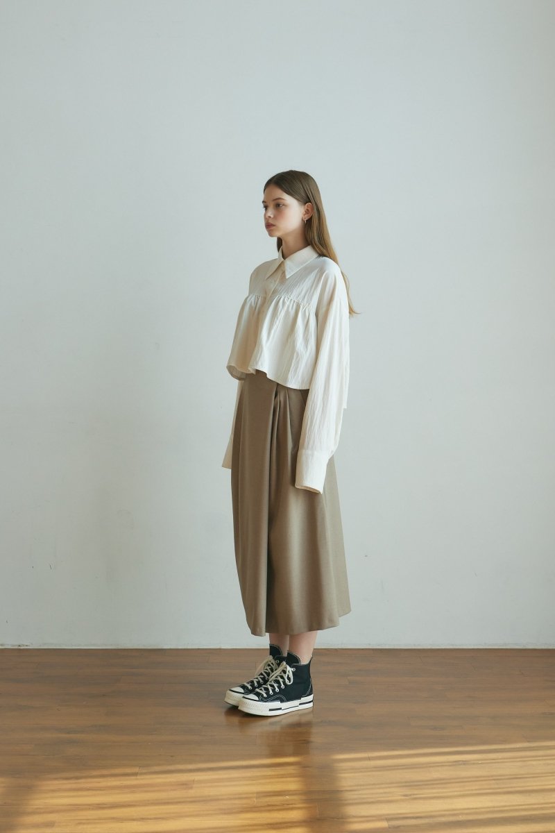 Shirring Layered Blouse-ivory - ＠SEOUL