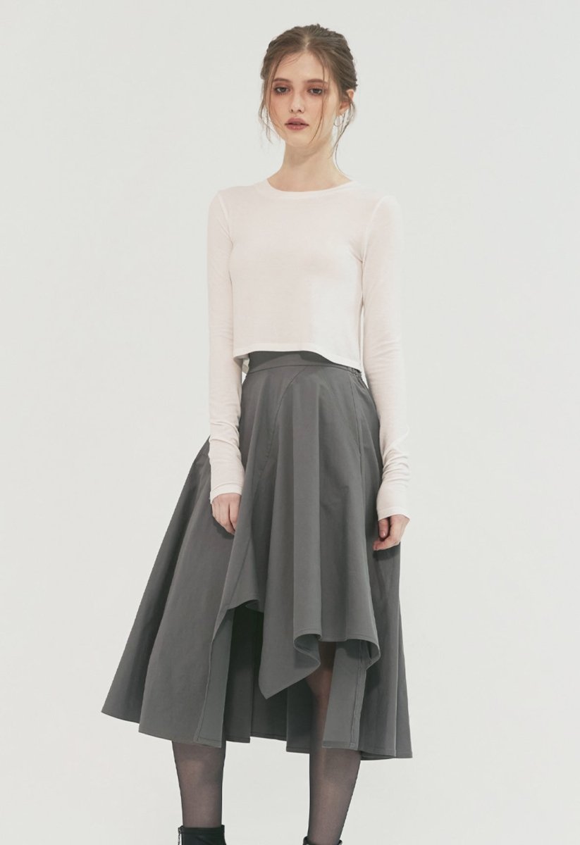 SKIRT WITH ASYMMETRICAL CUTTING DETAIL - ＠SEOUL