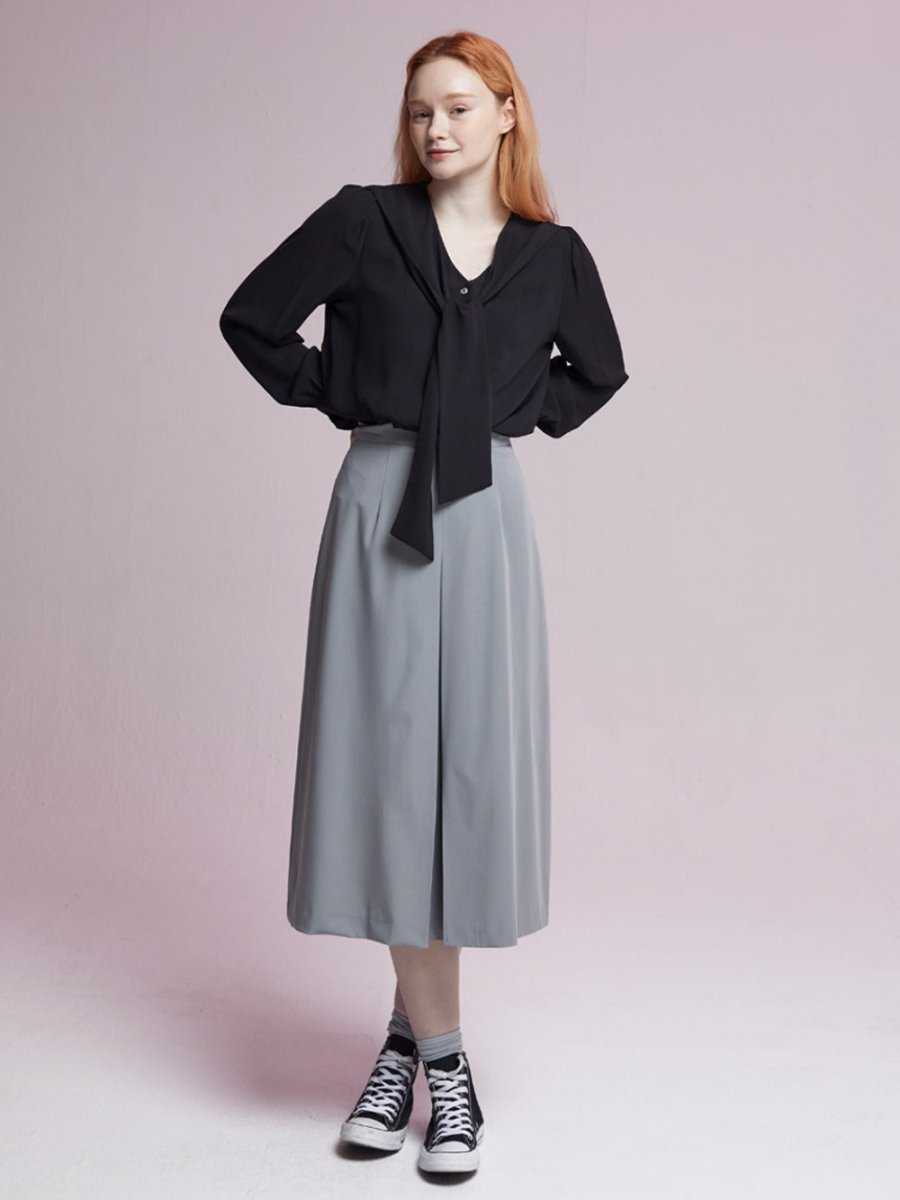 Slot Seam Skirt Gray - ＠SEOUL