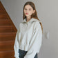Square Zip-Up Sweatshirt-oatmeal - ＠SEOUL