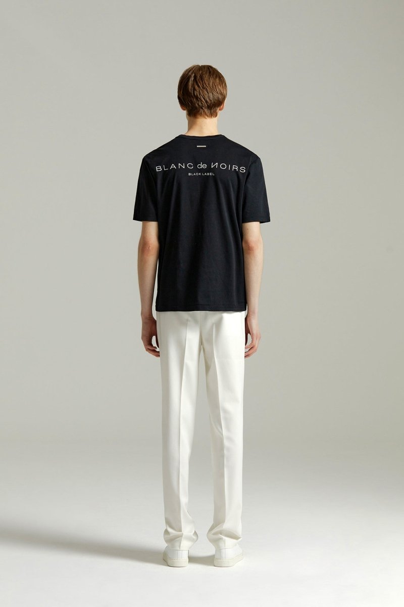 プレミアムシルクケットバックロゴTシャツ(ブラック/ホワイト) - ＠SEOUL