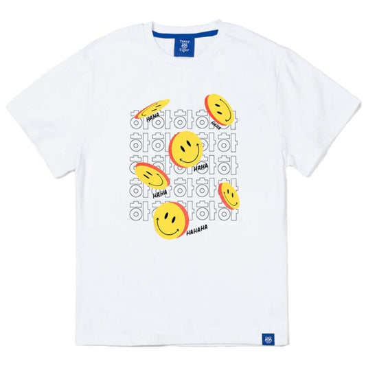 ハングルスマイル半袖Tシャツホワイト Korean smile Standard-fit short sleeve T-shirts (White) - ＠SEOUL