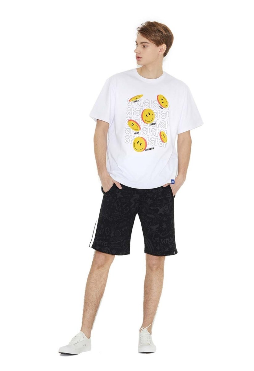 ハングルスマイル半袖Tシャツホワイト Korean smile Standard-fit short sleeve T-shirts (White) - ＠SEOUL