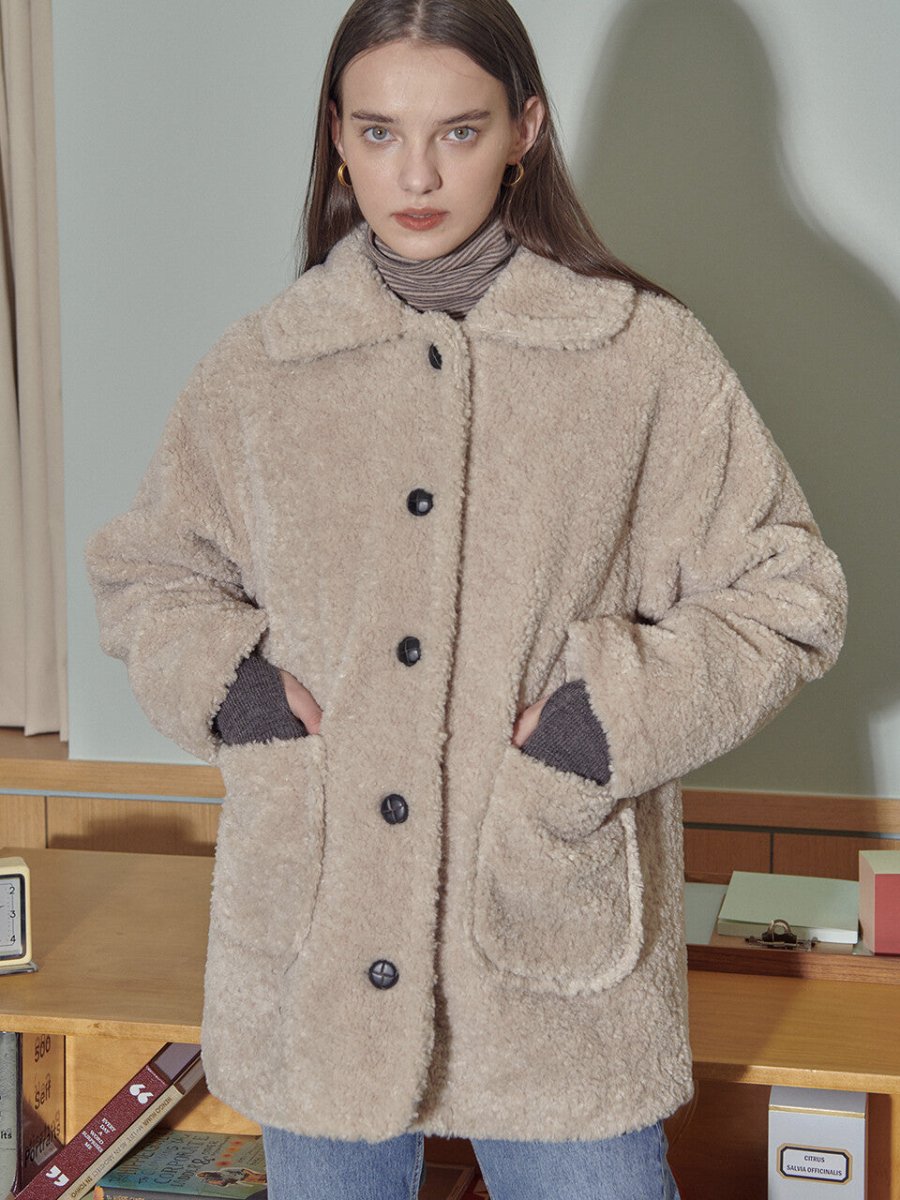 TEDDY BEAR HALF COAT_BEIGE - ＠SEOUL