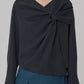 TENCEL INTERLACED LONG SLEEVE BLOUSE-ブラック - ＠SEOUL