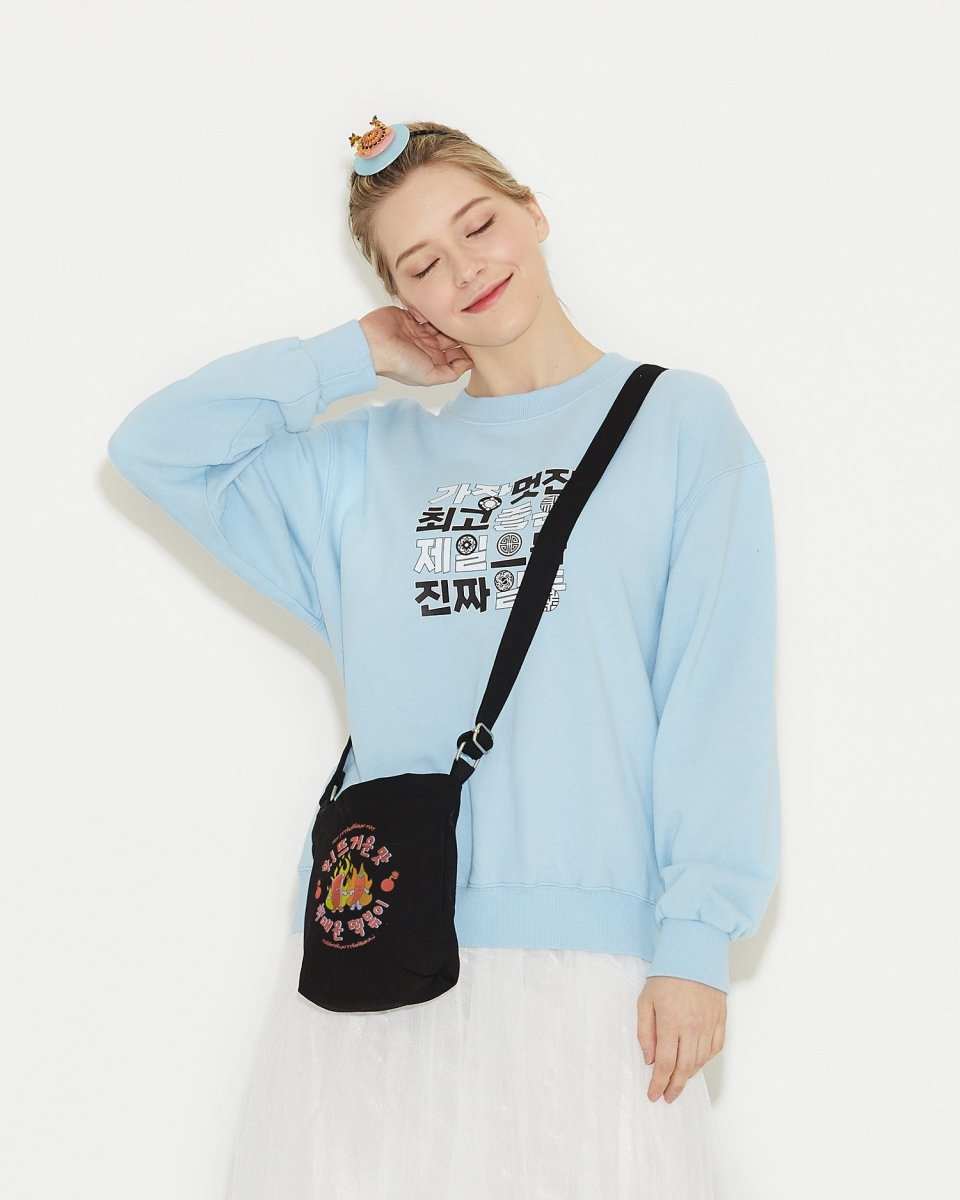 떡볶이 스몰 캔버스 숄더백 블랙 tteokbokki small canvas shoulder bag (Black) - ＠SEOUL