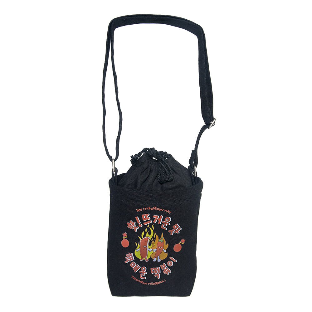 떡볶이 스몰 캔버스 숄더백 블랙 tteokbokki small canvas shoulder bag (Black) - ＠SEOUL