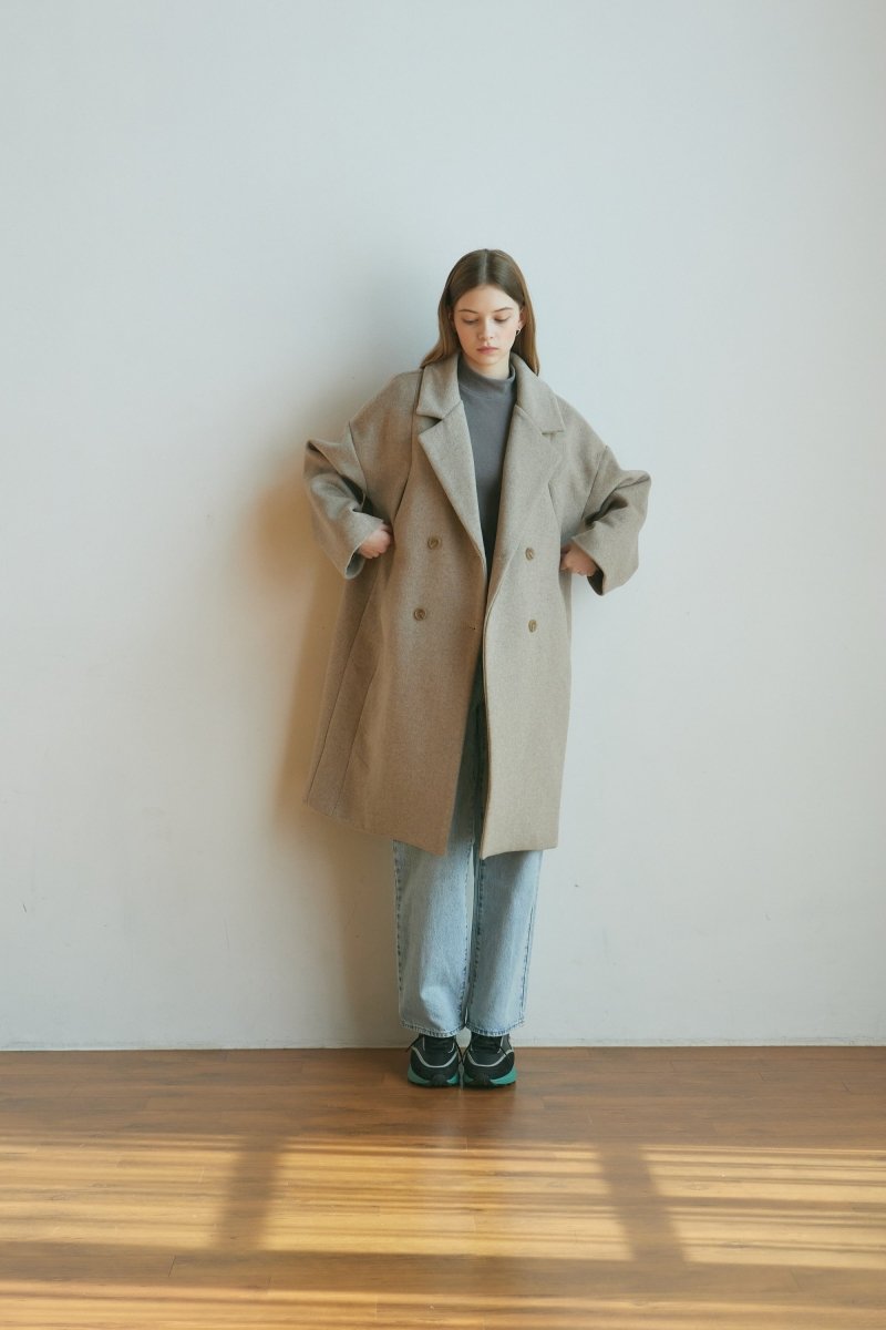 Two-Pocket Wool Coat -Beige - ＠SEOUL