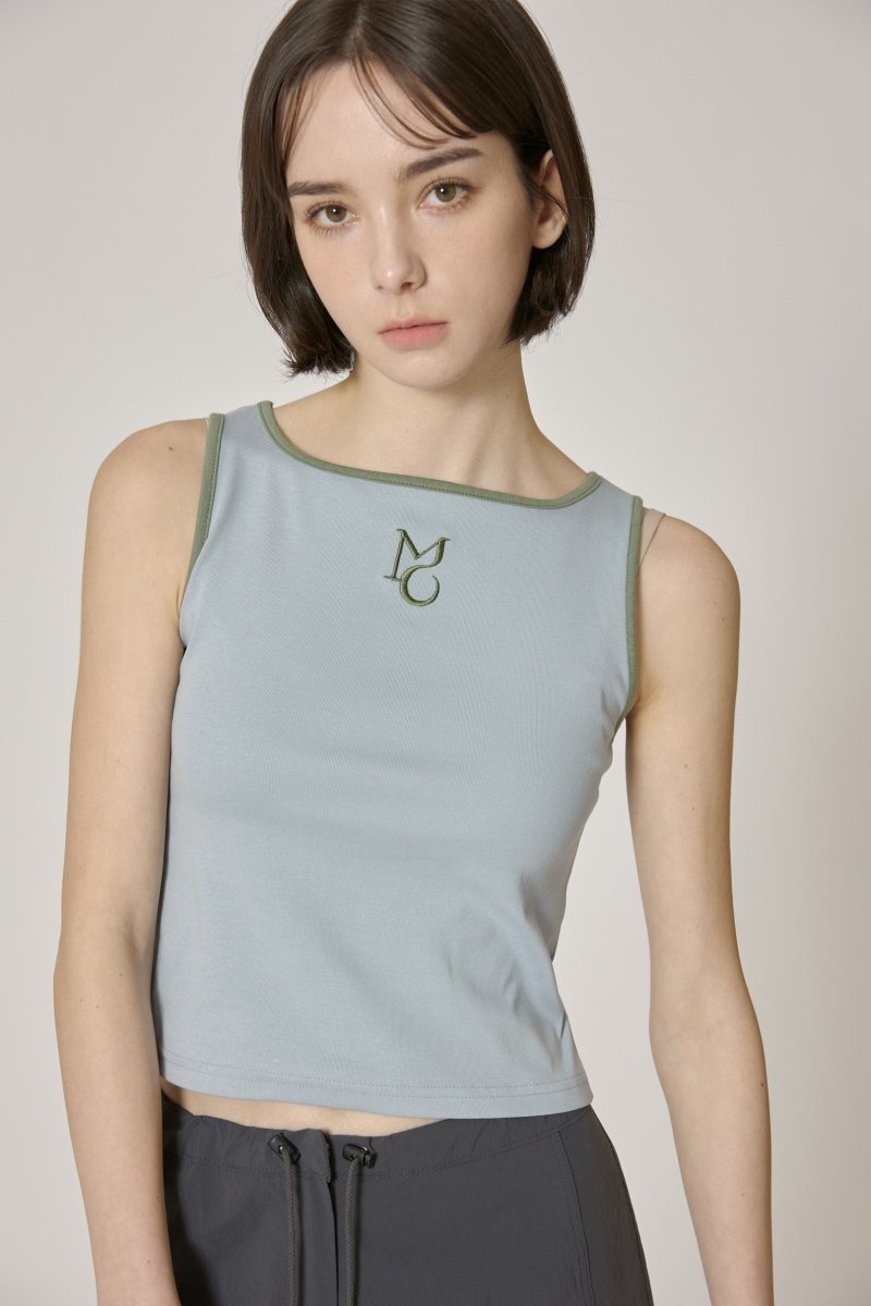 two-way logo sleeveless - blue - ＠SEOUL