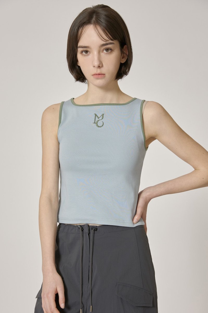 two-way logo sleeveless - blue - ＠SEOUL