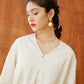 v-neck one tuck blouse (ivory) - ＠SEOUL