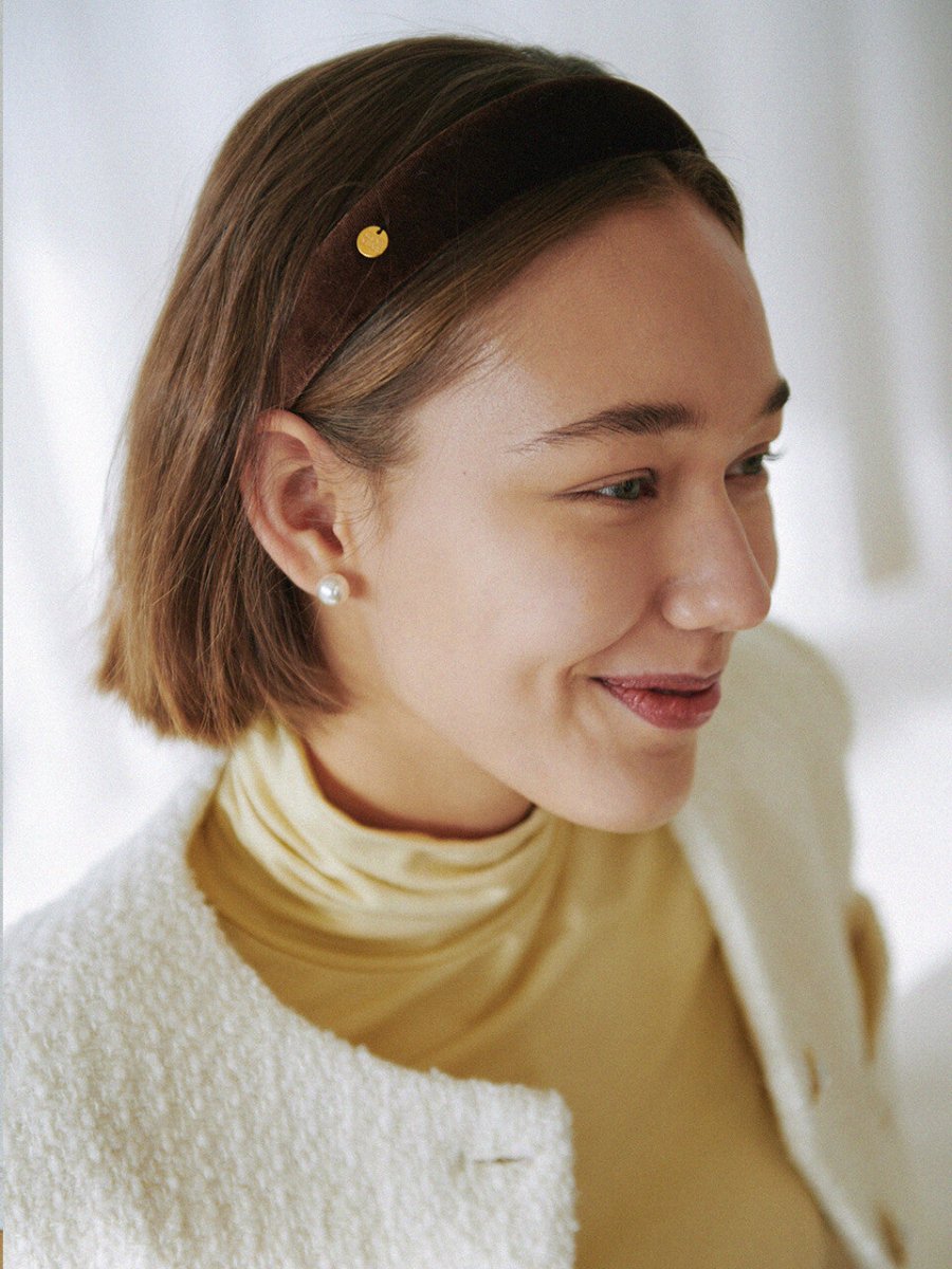 VELVET HAIR BAND_BROWN - ＠SEOUL
