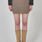 WOOL SIDE CUTOUT LOGO SKIRT-ライトブラウン - ＠SEOUL