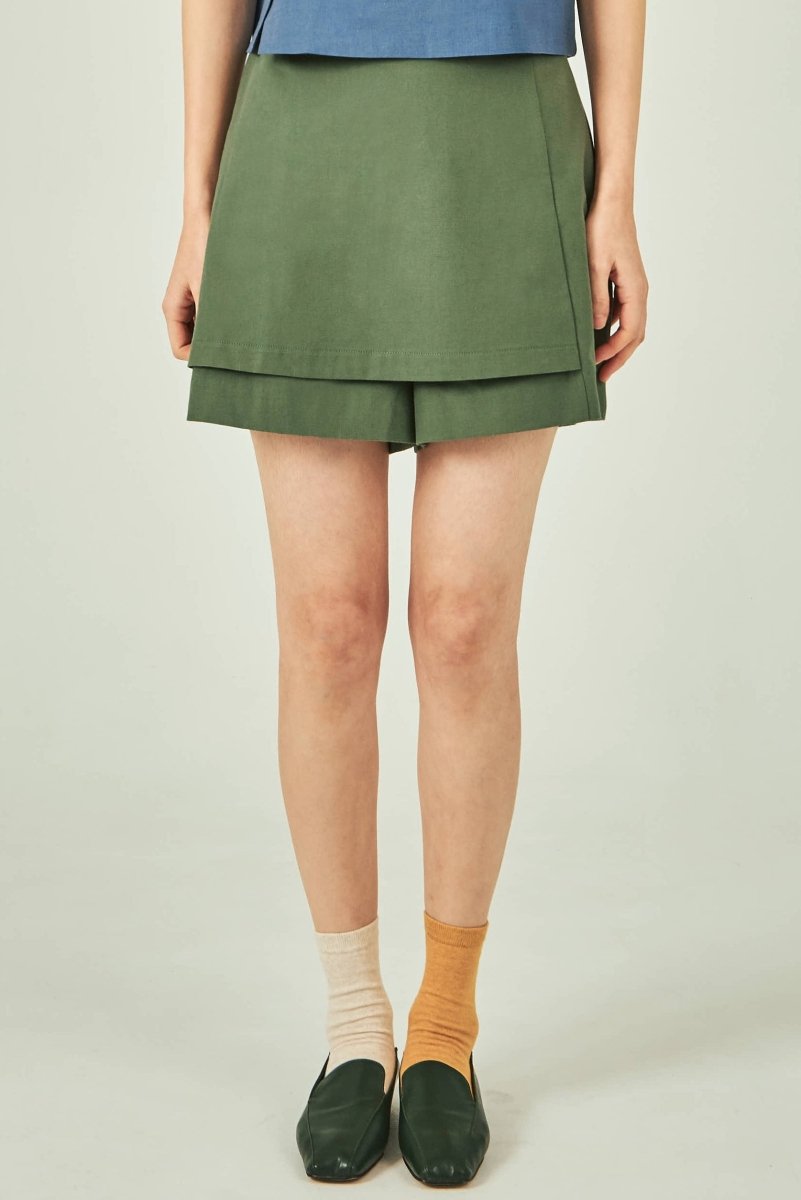 WRAP SHORTS-カーキ - ＠SEOUL